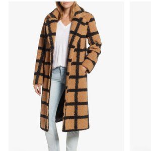 Anthropologie NVLT Berber Longline Plaid Coat